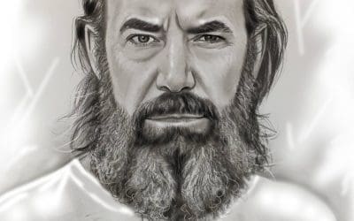 Author Dougie Coop Illustrated Charcoal Sketch