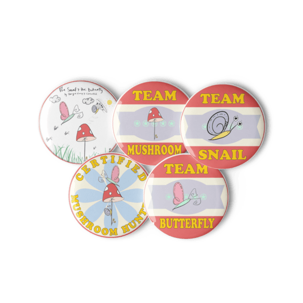 Set of Small & Large Pins for Snail & Butterfly Children's Book Giveaway to Win a Signed Copy & More