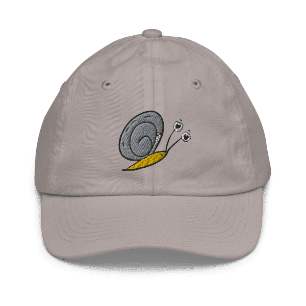 Style and Profile With The Official Grey Snail Baseball Cap for The Snail & The Butterfly Children’s Book by Dougie Coop from Rare Bird Books