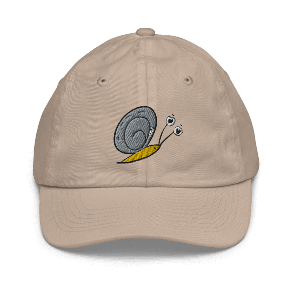 Style and Profile With The Official Khaki Snail Baseball Cap for The Snail & The Butterfly Children’s Book by Dougie Coop from Rare Bird Books